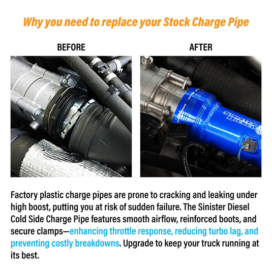 Sinister Diesel | 2017-2025 Ford 6.7L Power Stroke Pick-Up Cold Side Charge Pipe - Gray