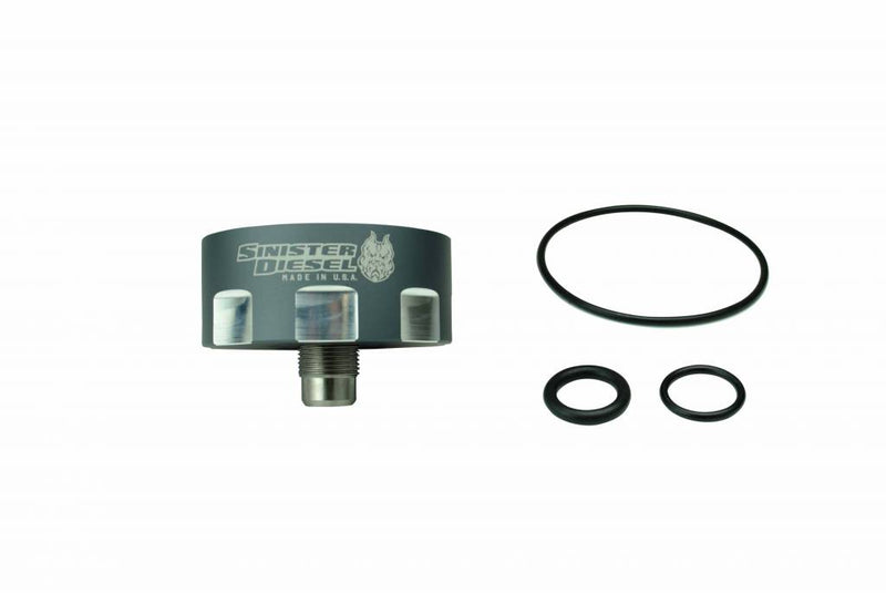 Load image into Gallery viewer, Sinister Diesel | 2001-2016 GM 6.6L Duramax CAT Fuel Filter Adapter - Gray
