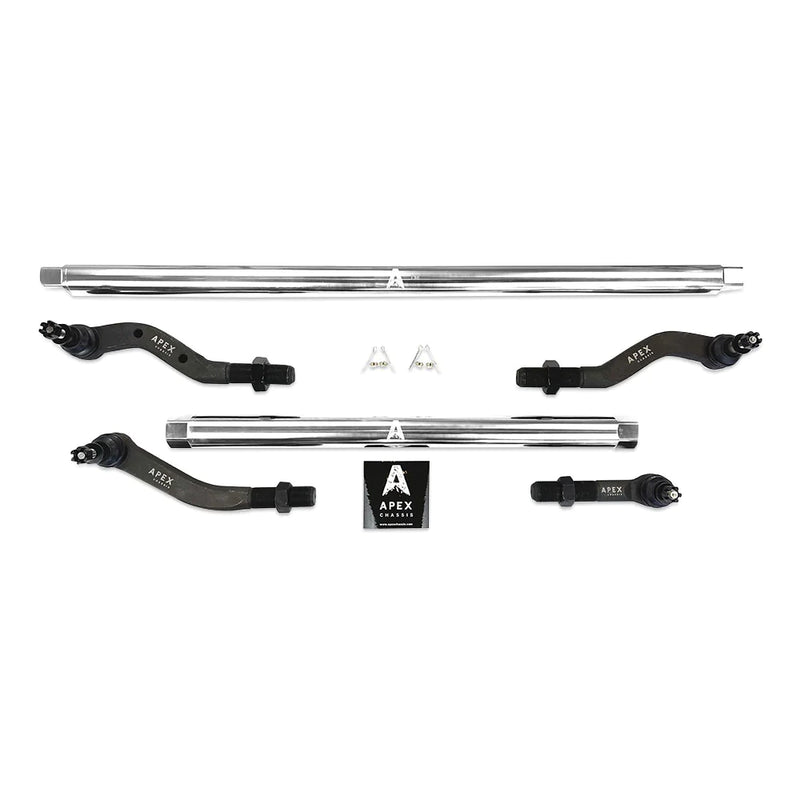 Load image into Gallery viewer, Apex Chassis | Jeep Wrangler JL / Gladiator JT 2.5 Ton Tie Rod &amp; Drag Link Assembly - Polished Aluminum | KIT125
