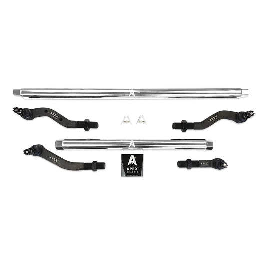 Apex Chassis | Jeep Wrangler JL / Gladiator JT 2.5 Ton Tie Rod & Drag Link Assembly - Polished Aluminum | KIT125