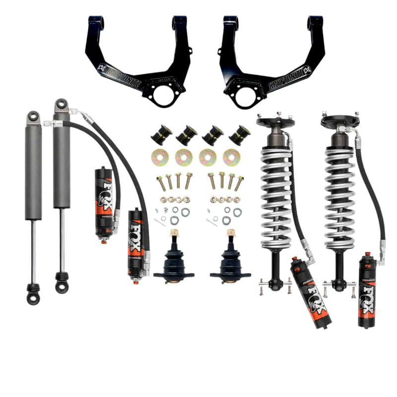 Load image into Gallery viewer, Kryptonite | 2019-2024 GM 1500 2WD / 4WD AT4 / Trail Boss 6 Lug Stage 3 Leveling Kit With Fox Performance Elite Shocks
