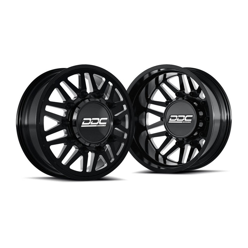Load image into Gallery viewer, DDC Dually Wheels 94-18 RAM 92-10 GM Aftermath Black / Milled 22X8.25 8X165 12.50 165-22-01BM-A
