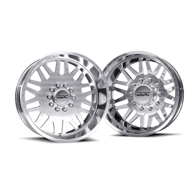 Load image into Gallery viewer, DDC Dually Wheels Aftermath Polished 22x8.25 10x225 SS Fronts 15-25 Ford F-450 / F-550 08-25 Dodge Ram 4500 / 5500 225-22-01PL-AS

