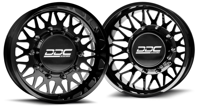 Load image into Gallery viewer, DDC Dually Wheels The Mesh Forged 22x8.25 10x225 Black / Mill SS Fronts 15-25 Ford F-450 / F-550 Dodge Ram 08-25 4500 / 5500 225-22-24BM-AS
