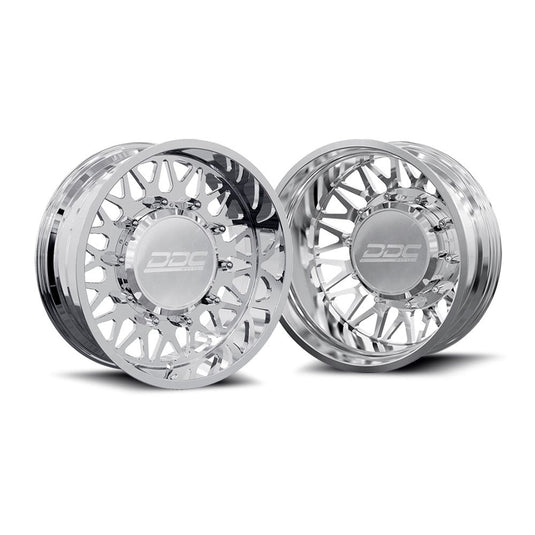 DDC Dually Wheels The Mesh Forged 22x8.25 10x225 Polished SS Fronts 15-25 Ford F-450 / F-550 Dodge Ram 08-25 4500 / 5500 225-22-24PL-AS