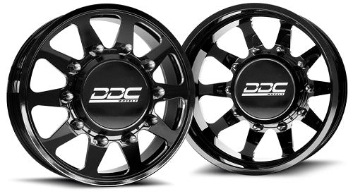 Load image into Gallery viewer, DDC Dually Wheels The Ten Forged 20x8.25 10x225 Black / Mill Ford F-450 / F-550 15-25 Dodge Ram 08-25 4500 / 5500 225-20-22BM-A
