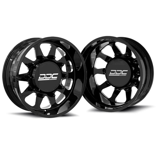 DDC Dually Wheels The Ten Forged 24x8.25 10x225 Black / Mill 15-25 Ford F-450 / F-550 Dodge Ram 08-25 4500 / 5500 225-24-22BM-A