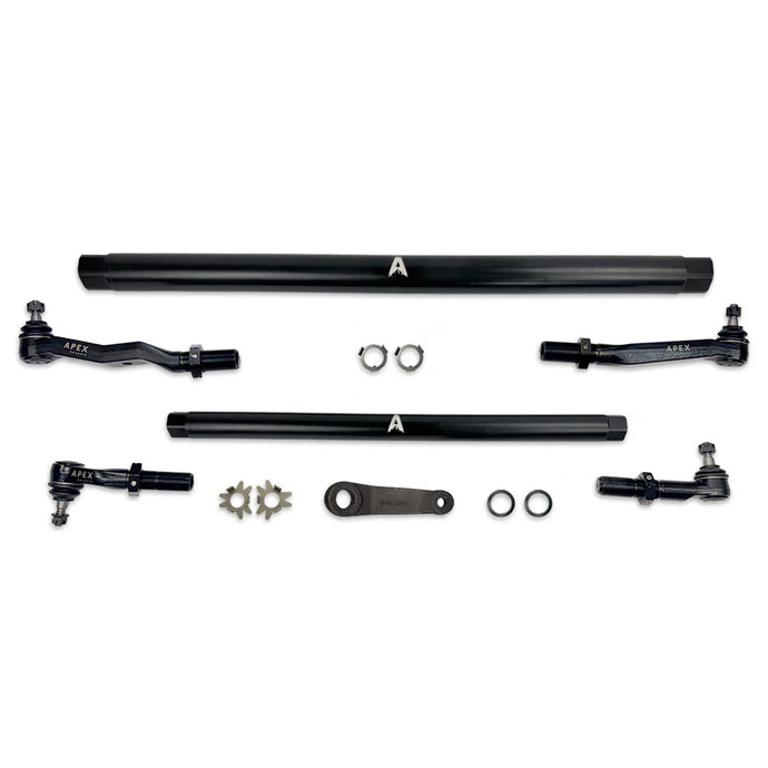 Apex Chassis | 2003-2012 Dodge Ram 2500 / 3500 4WD Pro Lock Steering Kit Black Aluminum (W/ Pitman Arm)