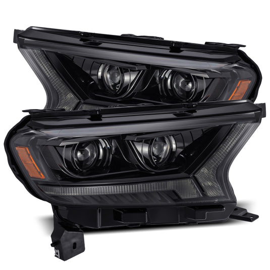 AlphaRex 2016+ Ford Ranger PRO-Series Proj Headlights Plank Style Alpha Black w/Seq Signal/DRL