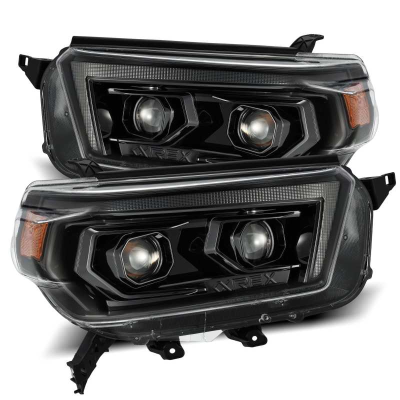 Load image into Gallery viewer, AlphaRex 10-13 Toyota 4Runner LUXX LED Proj Headlights Plank Style Alpha Black w/Seq Signal/DRL
