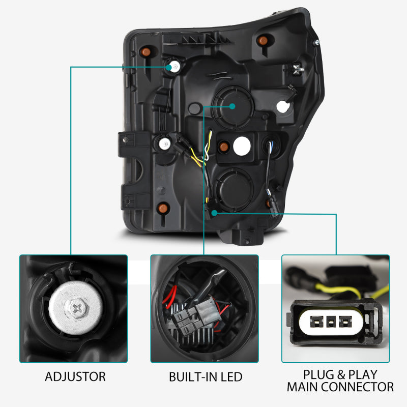 Load image into Gallery viewer, AlphaRex 11-16 Ford F-350 SD LUXX LED Proj Headlights Plank Style Black w/Activ Light/Seq Signal
