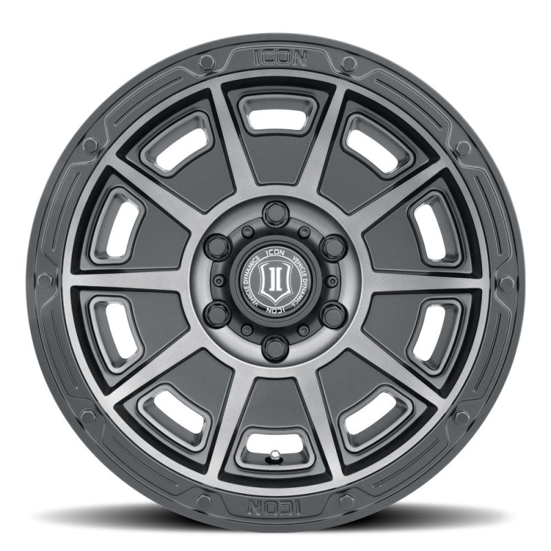 Load image into Gallery viewer, ICON Victory 17x8.5 6x120 0mm Offset 4.75in BS Smoked Satin Black Tint Wheel
