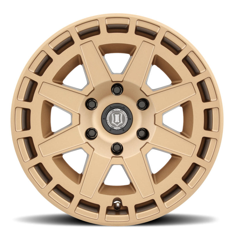 Load image into Gallery viewer, ICON Compass 17x8.5 5x5 -6mm Offset 4.5in BS Satin Brass Wheel
