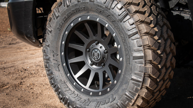 Load image into Gallery viewer, ICON Compression 18x9 6x5.5 25mm Offset 5.75in BS 95.1mm Bore Satin Black Wheel
