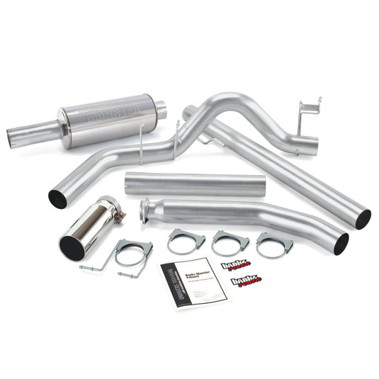 Banks Power | 1998.5-2002 Dodge 5.9L Cummins Extended Cab Monster Exhaust System - 4 Inch SS Single Exhaust With Chrome Tip