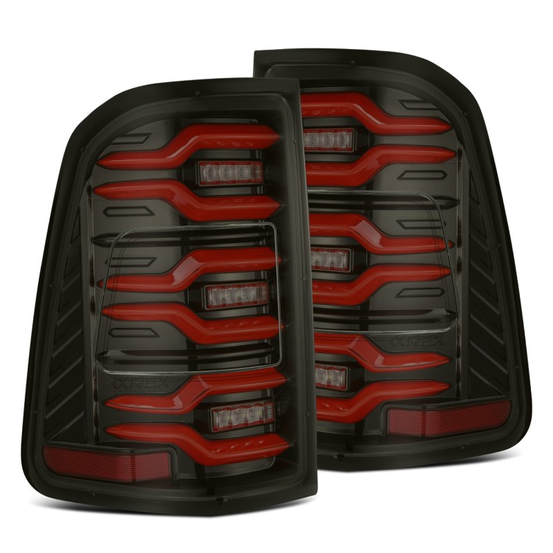 Load image into Gallery viewer, AlphaRex 19-21 Dodge Ram 1500 Luxx-Series LED Tail Lights Black/Red w/Activ Light/Seq Signal
