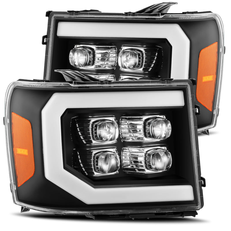 Load image into Gallery viewer, AlphaRex 07-13 GMC 1500HD NOVA LED Proj Headlights Plank Style Chrome w/Activ Light/Seq Signal/DRL
