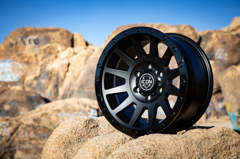 Load image into Gallery viewer, ICON Compression 18x9 5x150 25mm Offset 6in BS 110.1mm Bore Double Black Wheel
