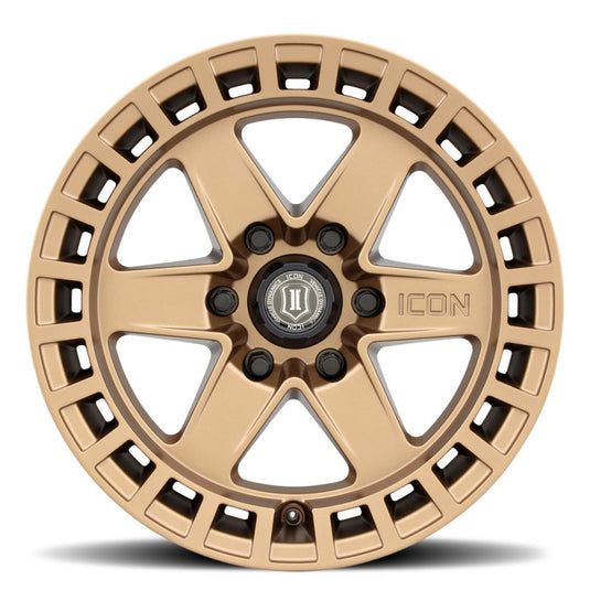 ICON Raider 17x8.5 6x5.5 0mm Offset 4.75in BS Satin Brass Wheel