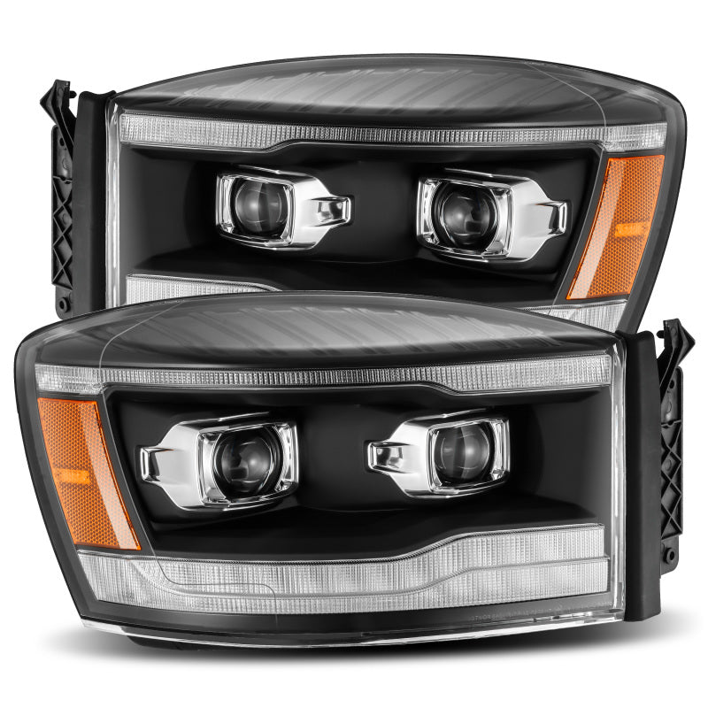 Load image into Gallery viewer, AlphaRex 06-08 Dodge Ram 1500HD LUXX LED Projector Headlights Plank Style Black w/Seq Signal/DRL
