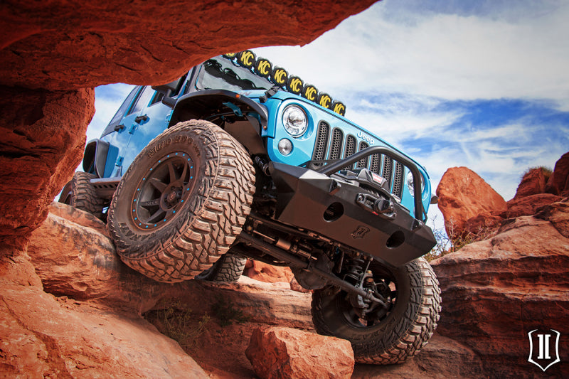 Load image into Gallery viewer, ICON 07-18 Jeep Wrangler JK Pro Series Front Bumper Rec Winch Mount w/Bar/Tabs
