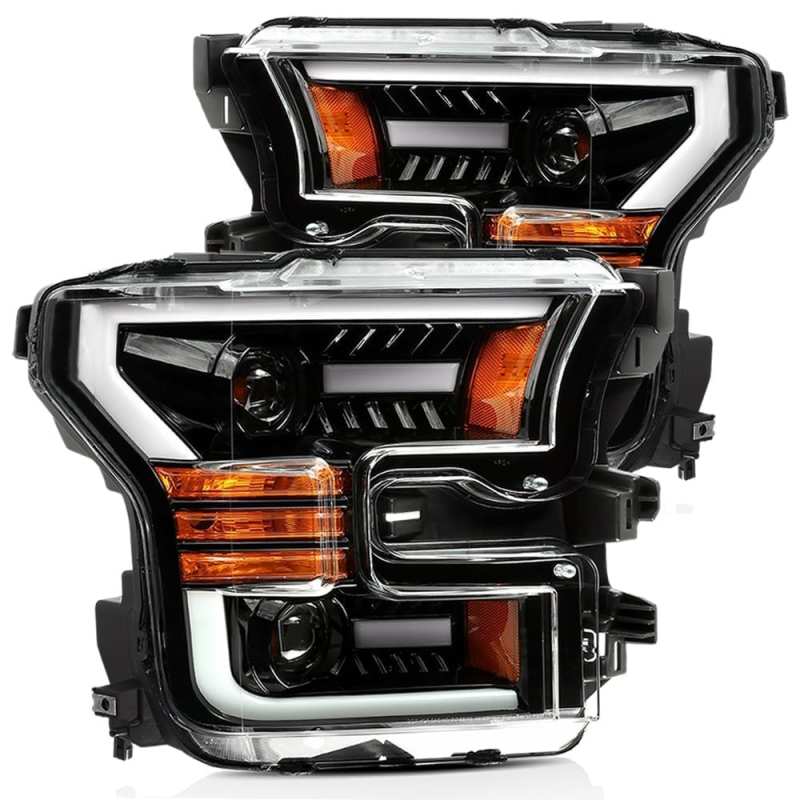 Load image into Gallery viewer, AlphaRex 15-17 Ford F-150 PRO-Series Proj Headlights Plank Style Gloss Blk w/Activ Light/Seq Signal
