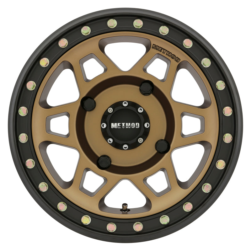Load image into Gallery viewer, Method | MR405 UTV Beadlock 15x7 4+3/+13mm Offset 4x136 106mm CB Method | Bronze w/Matte Blk Ring Wheel
