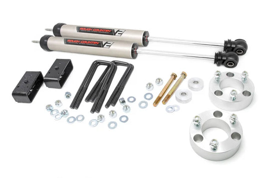 Rough Country | 2005-2023 Toyota Tacoma 2WD / 4WD 3 Inch Inch Lift Kit No Struts (Aluminum Spacers) - Rear V2 Shocks | 74570A