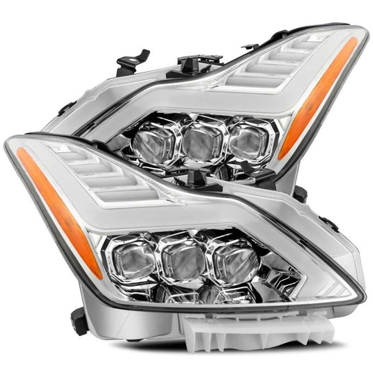 AlphaRex 08-13 Infiniti G37 NOVA LED Projector Headlights Plank Style Design Chrome