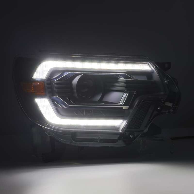 Load image into Gallery viewer, AlphaRex 12-15 Toyota Tacoma LUXX LED Projector Headlights Plank Style Alpha Black w/DRL
