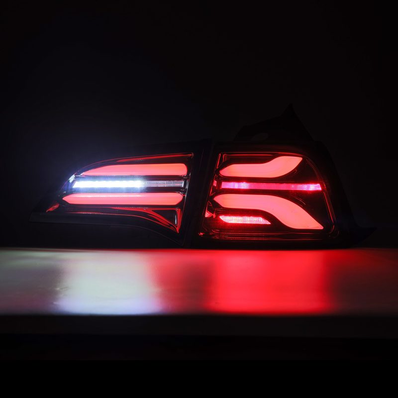 Load image into Gallery viewer, AlphaRex 17-22 Tesla Model 3 PRO-Series LED Tail Lights Jet Black w/Seq Sig
