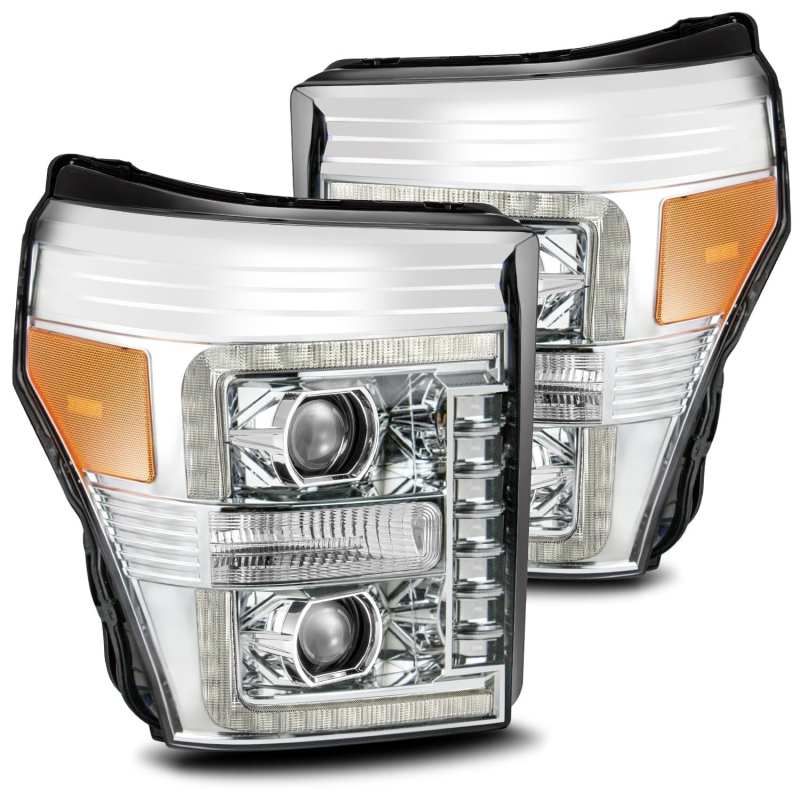 Load image into Gallery viewer, AlphaRex 11-16 Ford F-250 SD PRO-Series Projector Headlights Plank Style Design Chrome w/Seq Signal
