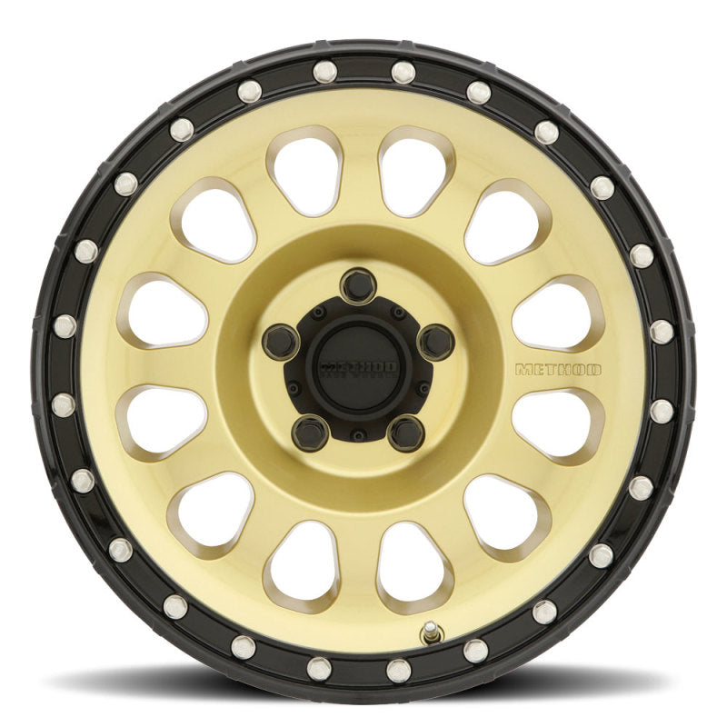 Load image into Gallery viewer, Method | MR315 17x9 -12mm Offset 5x5 71.5mm CB Gold/Black Street Loc Wheel
