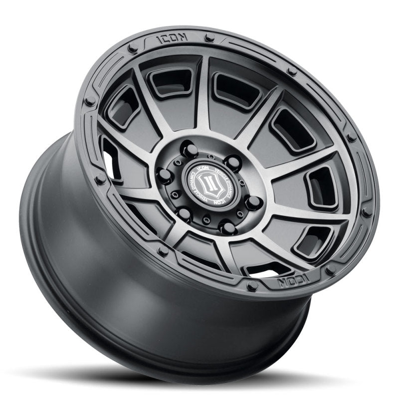 Load image into Gallery viewer, ICON Victory 17x8.5 6x120 0mm Offset 4.75in BS Smoked Satin Black Tint Wheel
