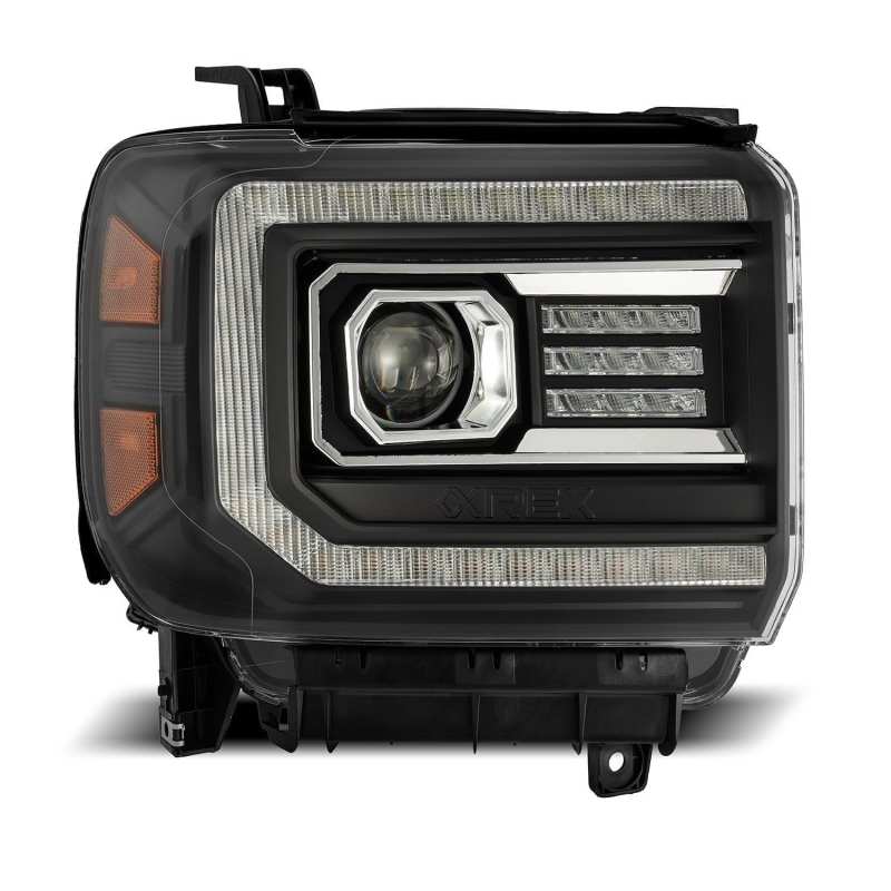 Load image into Gallery viewer, AlphaRex 14-18 GMC Sierra LUXX LED Proj Headlights Plank Style Black w/Activ Light/Seq Signal/DRL
