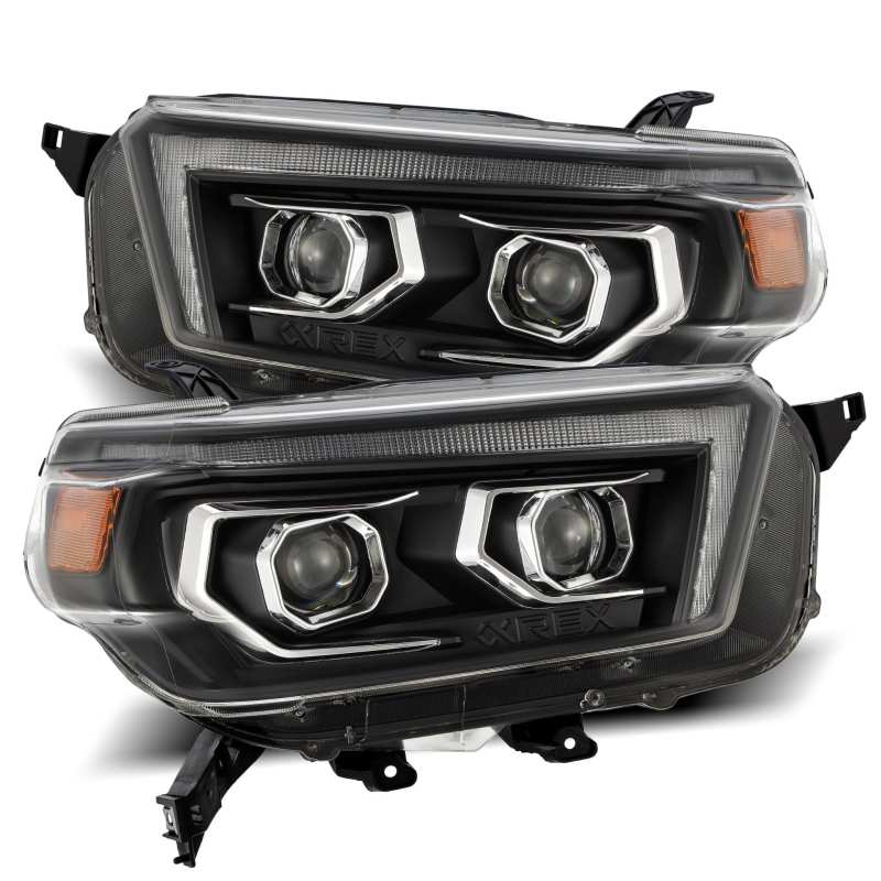 Load image into Gallery viewer, AlphaRex 10-13 Toyota 4Runner PRO-Series Projector Headlights Plank Style Black w/Seq Signal/DRL
