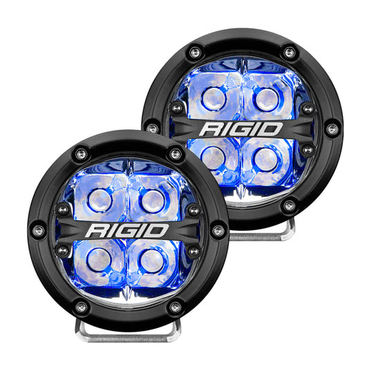 Rigid Industries | 360-Series 4 Inch LED Off-Road Spot Beam - Blue Backlight (Pair)