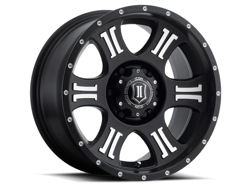 Load image into Gallery viewer, ICON Shield 17x8.5 6x135 6mm Offset 5in BS 87.1mm Bore Satin Black/Machined Wheel
