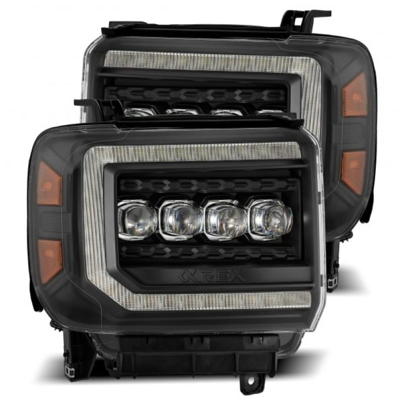 Load image into Gallery viewer, AlphaRex 14-18 GMC Sierra NOVA LED Proj Headlights Plank Style Black w/Activ Light/Seq Signal/DRL
