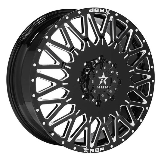 RBP Performance 11R Tycoon 28x8.25 Front 8-165.1 et 130 Gloss Black with Machine Groove 11R-28825-86+130FBG