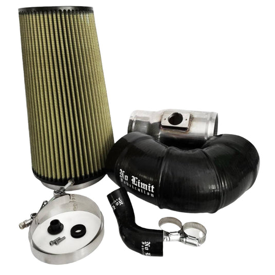 No Limit Fabrication | 2008-2010 Ford 6.4L Power Stroke Cold Air Intake Polished PG7 Filter For Mod Turbo 5 Inch Inlet