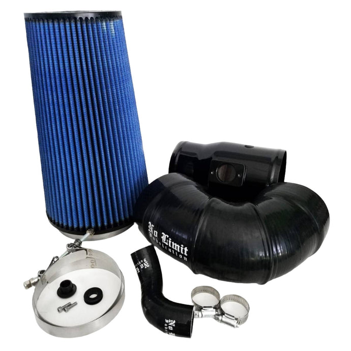 No Limit Fabrication | 2008-2010 Ford 6.4L Power Stroke Cold Air Intake Black Oiled Filter For Mod Turbo 5.5 Inch Inlet