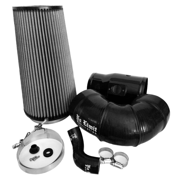 No Limit Fabrication | 2008-2010 Ford 6.4L Power Stroke Cold Air Intake Black Dry Filter for Mod Turbo 5.5 Inch Inlet