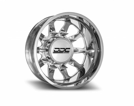 DDC Wheels | 2011-2023 GM Silverado / Sierra 3500 Dually Wheel Kit  The Ten Polished 22X8.25 8X210 154.2Cb 13.50 Tire | 02PL-210-28-13