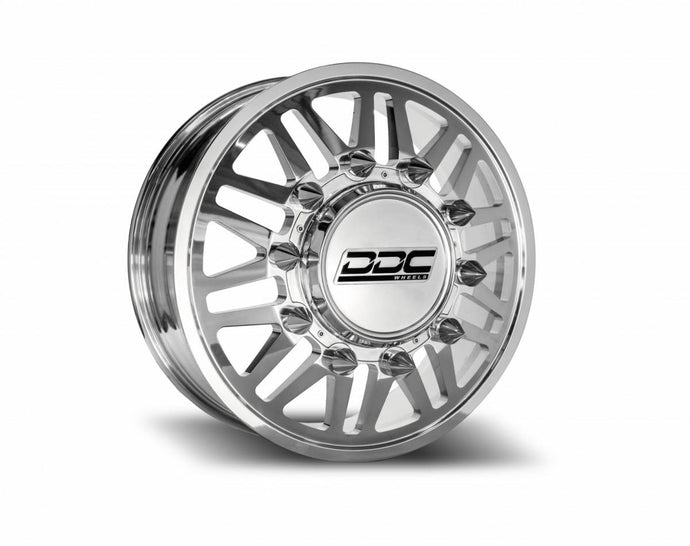 DDC Wheels | 2011-2023 GM Silverado / Sierra 3500 Dually Wheel Kit Aftermath Polished 20X8.25 8X210 154.2Cb 12.50 Tire | 01PL-210-08-12