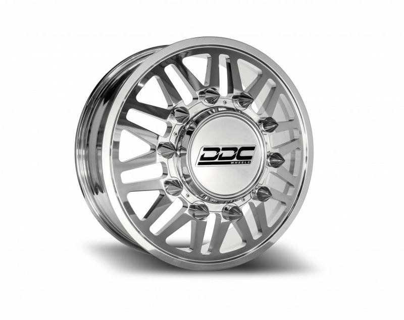 Load image into Gallery viewer, DDC Wheels | 2005-2023 Ford F-350 / 2011-2014 F-450 Super Duty Dually Wheel Kit  Aftermath Polished 22X8.25 8X200 142Cb 13.50 Tire | 01PL-200-28-13
