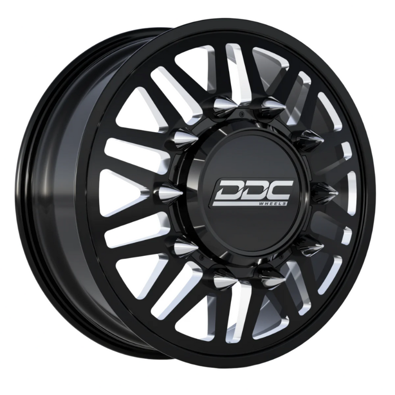 Load image into Gallery viewer, DDC Wheels | 2011-2023 GM Silverado / Sierra 3500 Aftermath 22x8.25 Black / Milled Dually Wheel Kit
