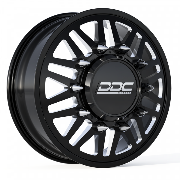 DDC Wheels | 2005-2023 Ford F-350 / 2011-2014 F-450 Super Duty Dually Wheel Kit Aftermath Black / Milled 22X8.25 8X200