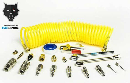 PacBrake | Air Tank Curly Hose and Accessory Kit 25 Foot Hose
