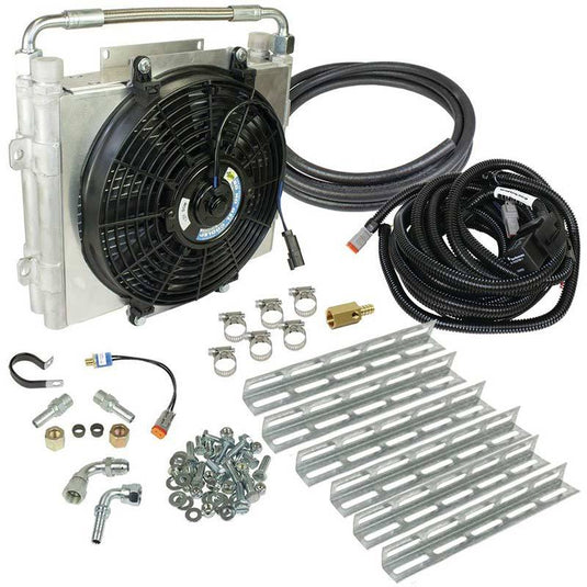 BD Diesel | XTRUDE DOUBLE STACKED TRANSMISSION COOLER WITH FAN - COMPLETE KIT 1/2IN LineS | 1030606-DS-12